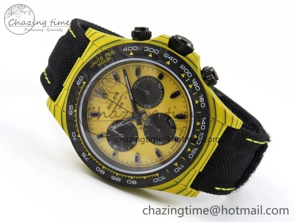 Daytona DIW Yellow Carbon Case DIWF Edition Black White Dial on Black Nylon Strap A FlexibleFit 1662