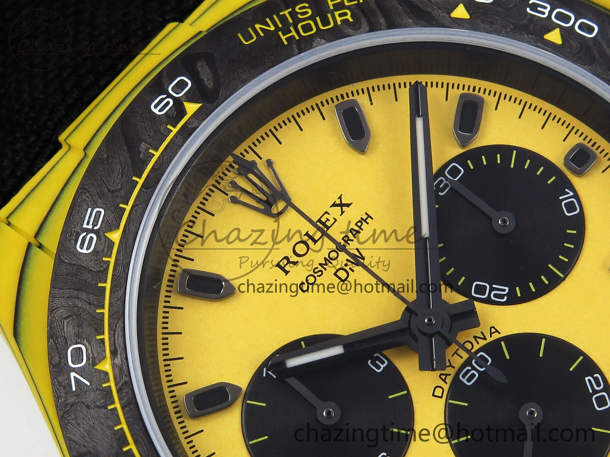 Daytona DIW Yellow Carbon Case DIWF Edition Black White Dial on Black Nylon Strap A FlexibleFit 1662