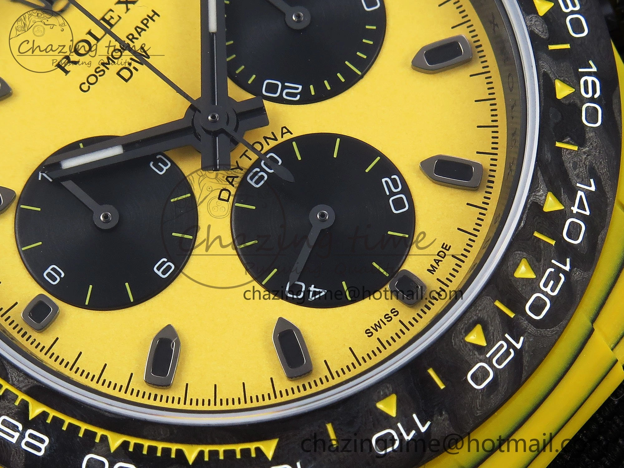 Daytona DIW Yellow Carbon Case DIWF Edition Black White Dial on Black Nylon Strap A FlexibleFit 1662