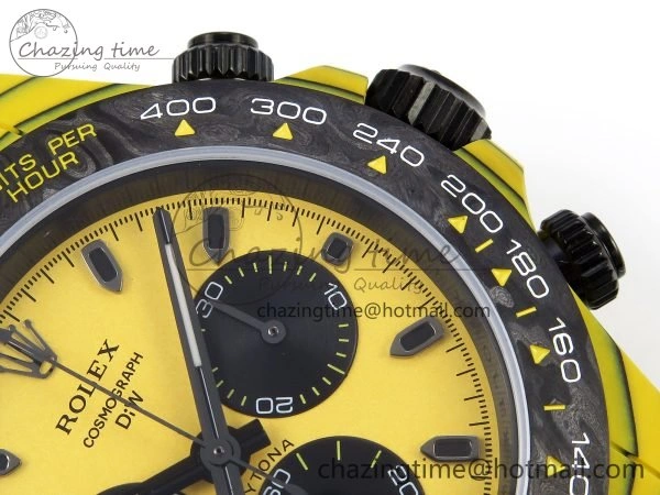 Daytona DIW Yellow Carbon Case DIWF Edition Black White Dial on Black Nylon Strap A FlexibleFit 1662