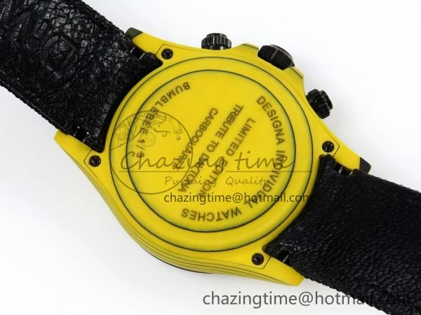 Daytona DIW Yellow Carbon Case DIWF Edition Black White Dial on Black Nylon Strap A FlexibleFit 1662