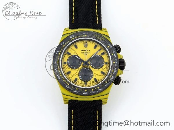 Trendsetting Daytona DIW Yellow Carbon N6F 1:1 Best Edition Yellow Black Dial on Black Nylon Strap SA4130 V 1452