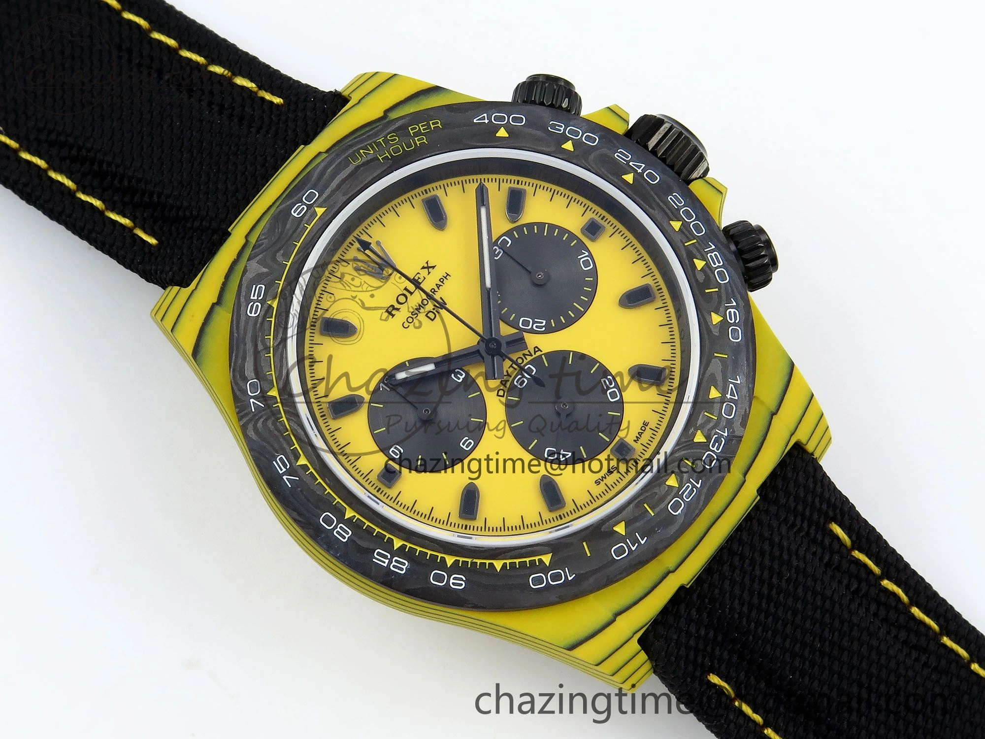 Trendsetting Daytona DIW Yellow Carbon N6F 1:1 Best Edition Yellow Black Dial on Black Nylon Strap SA4130 V 1452