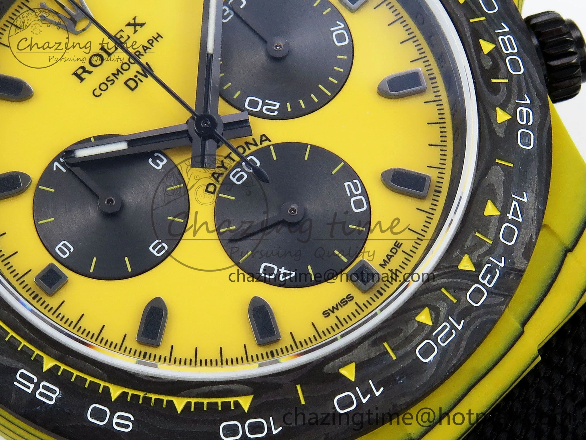 Trendsetting Daytona DIW Yellow Carbon N6F 1:1 Best Edition Yellow Black Dial on Black Nylon Strap SA4130 V 1452