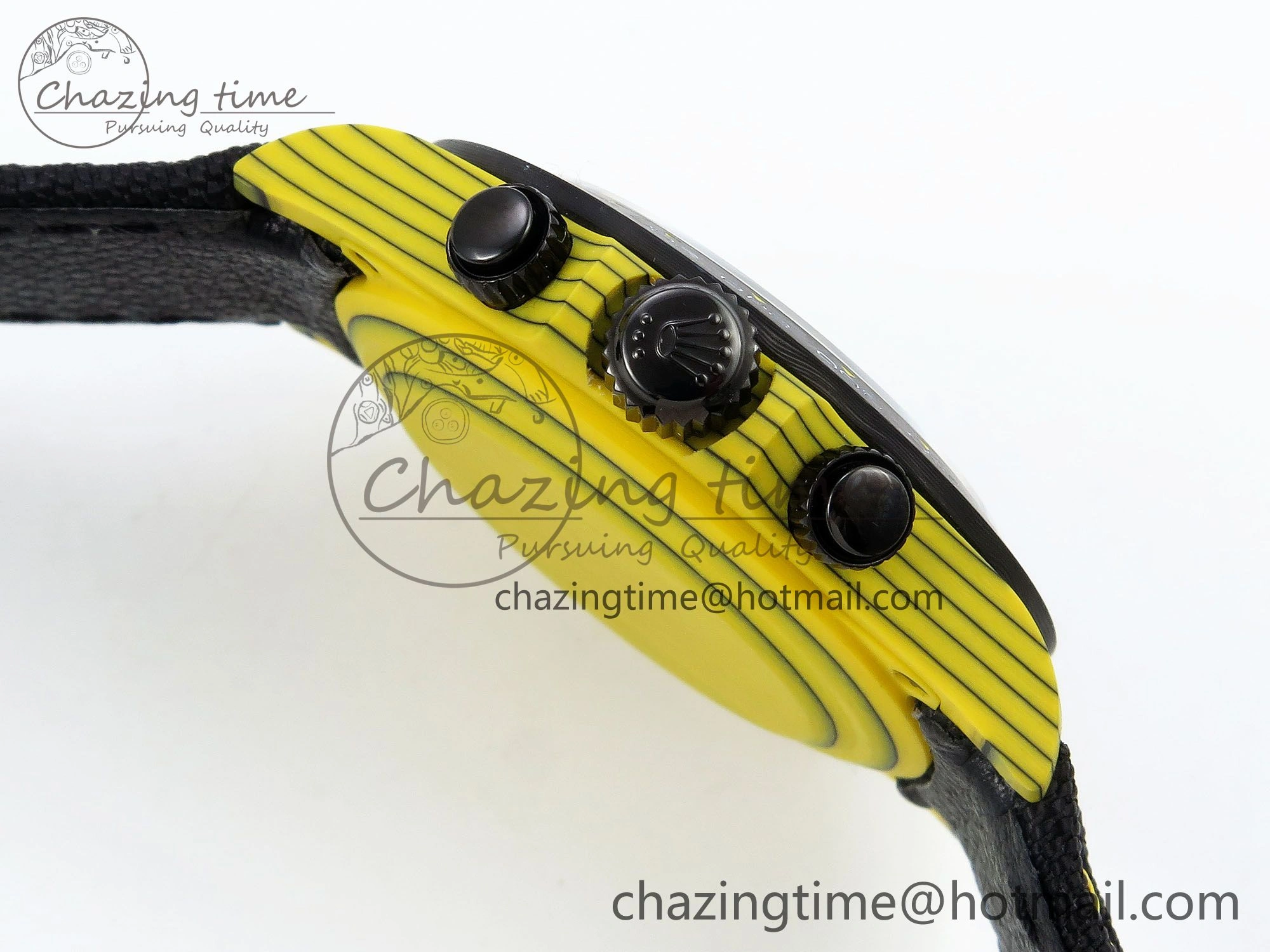 Trendsetting Daytona DIW Yellow Carbon N6F 1:1 Best Edition Yellow Black Dial on Black Nylon Strap SA4130 V 1452