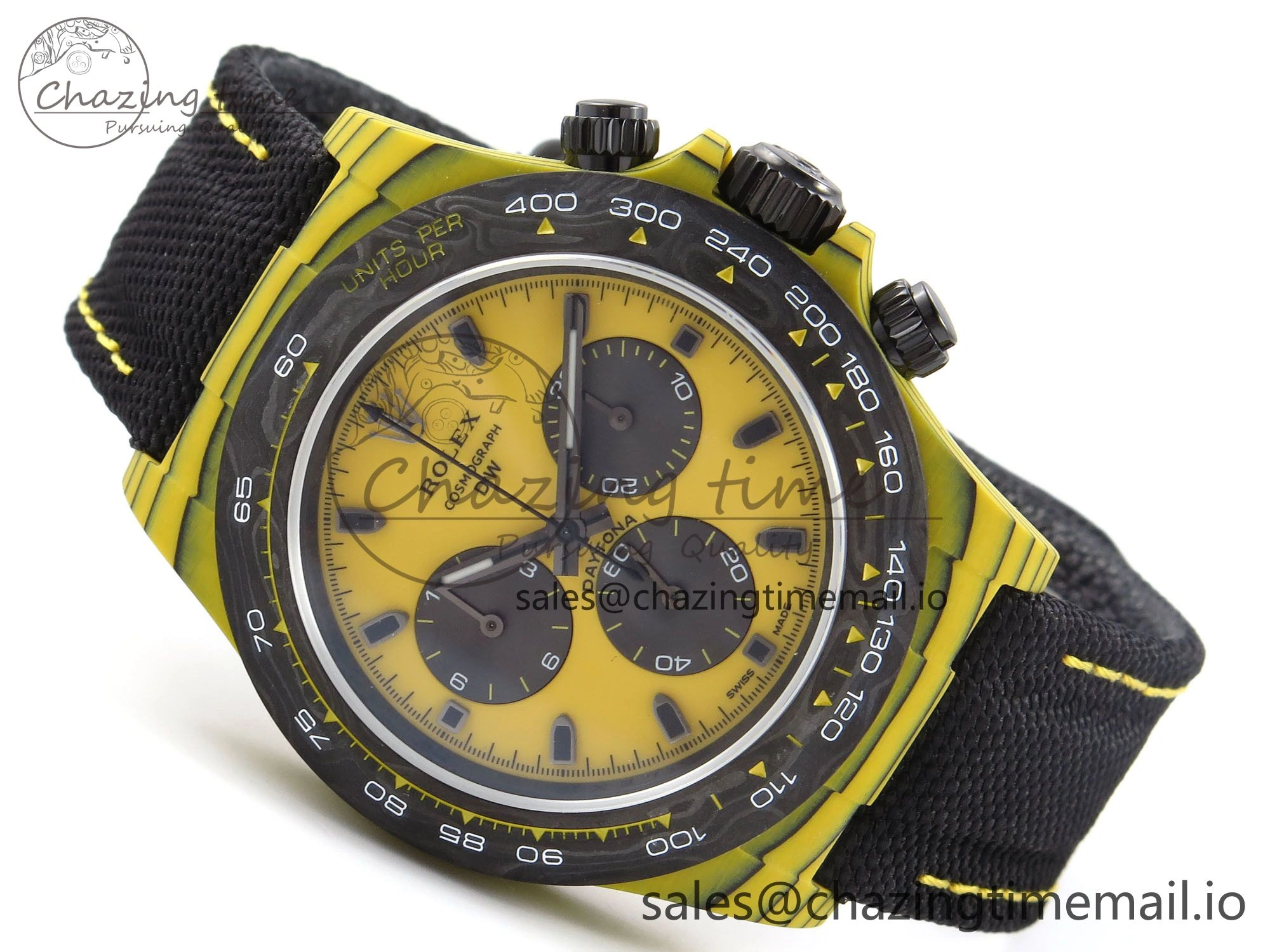 Daytona DIW Yellow Carbon N6F 1:1 Best Edition Yellow Black Dial on Black Nylon Strap SA4130 V Sustainable 1191