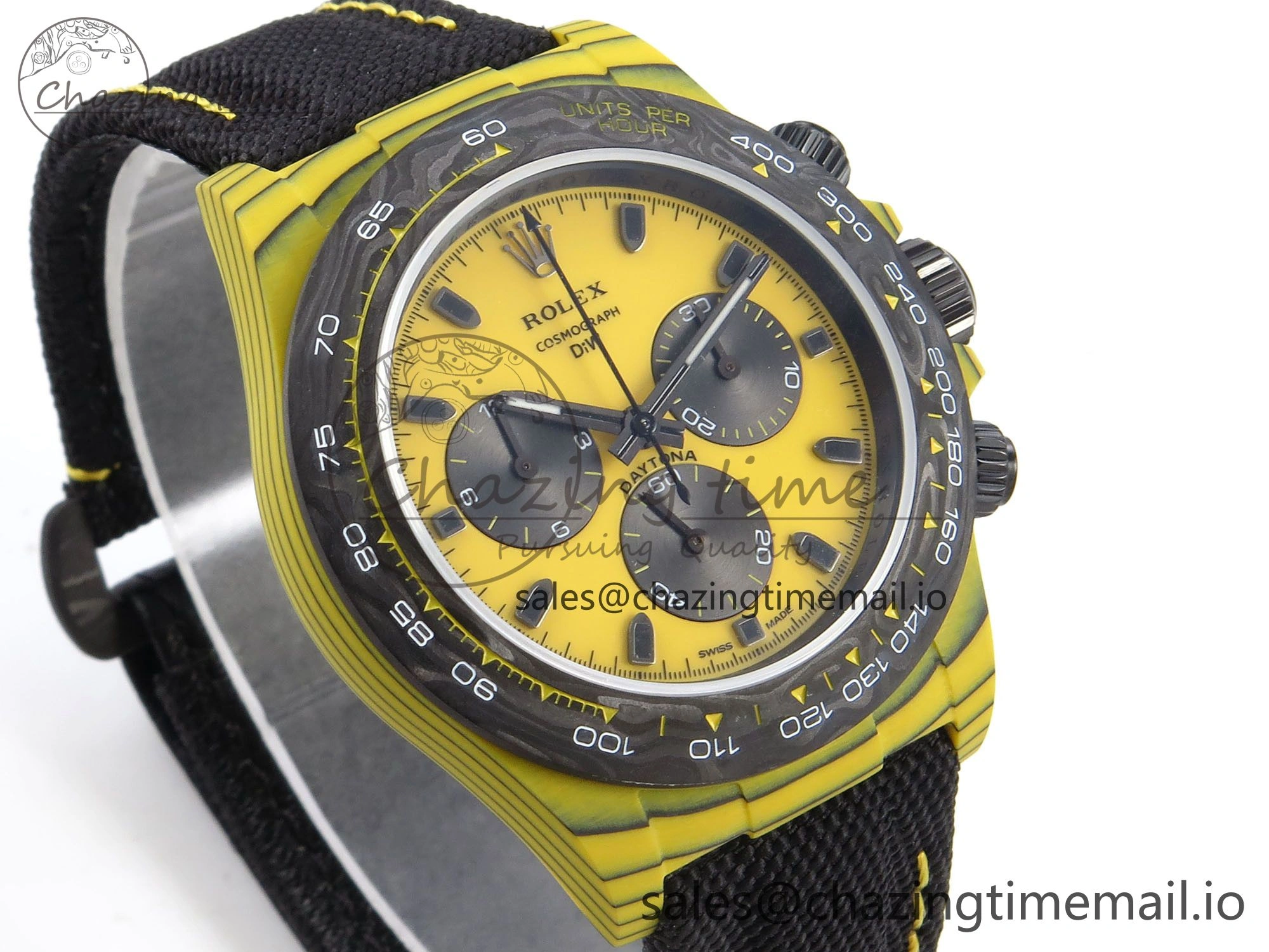Daytona DIW Yellow Carbon N6F 1:1 Best Edition Yellow Black Dial on Black Nylon Strap SA4130 V Sustainable 1191