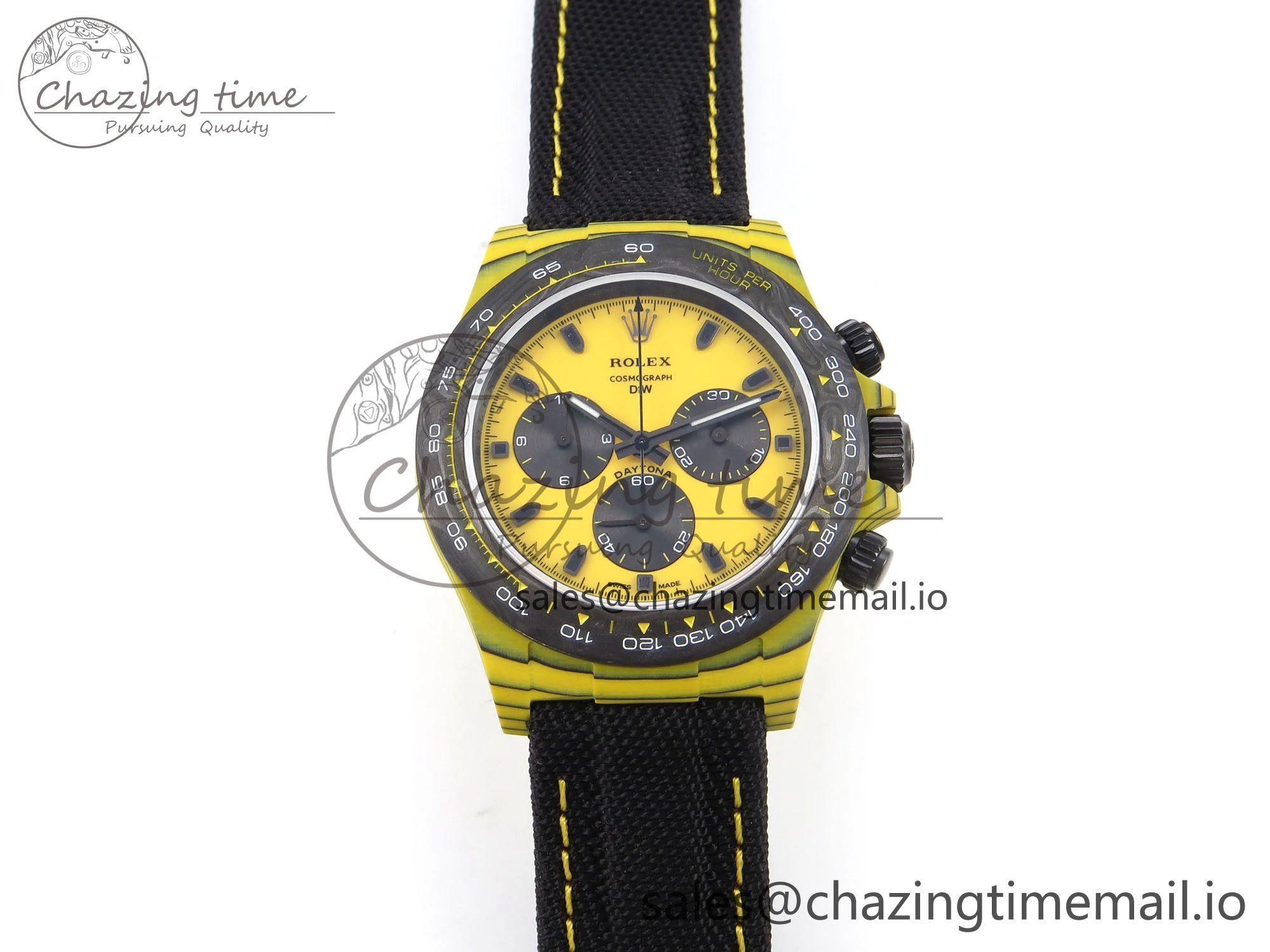 Daytona DIW Yellow Carbon N6F 1:1 Best Edition Yellow Black Dial on Black Nylon Strap SA4130 V Sustainable 1191