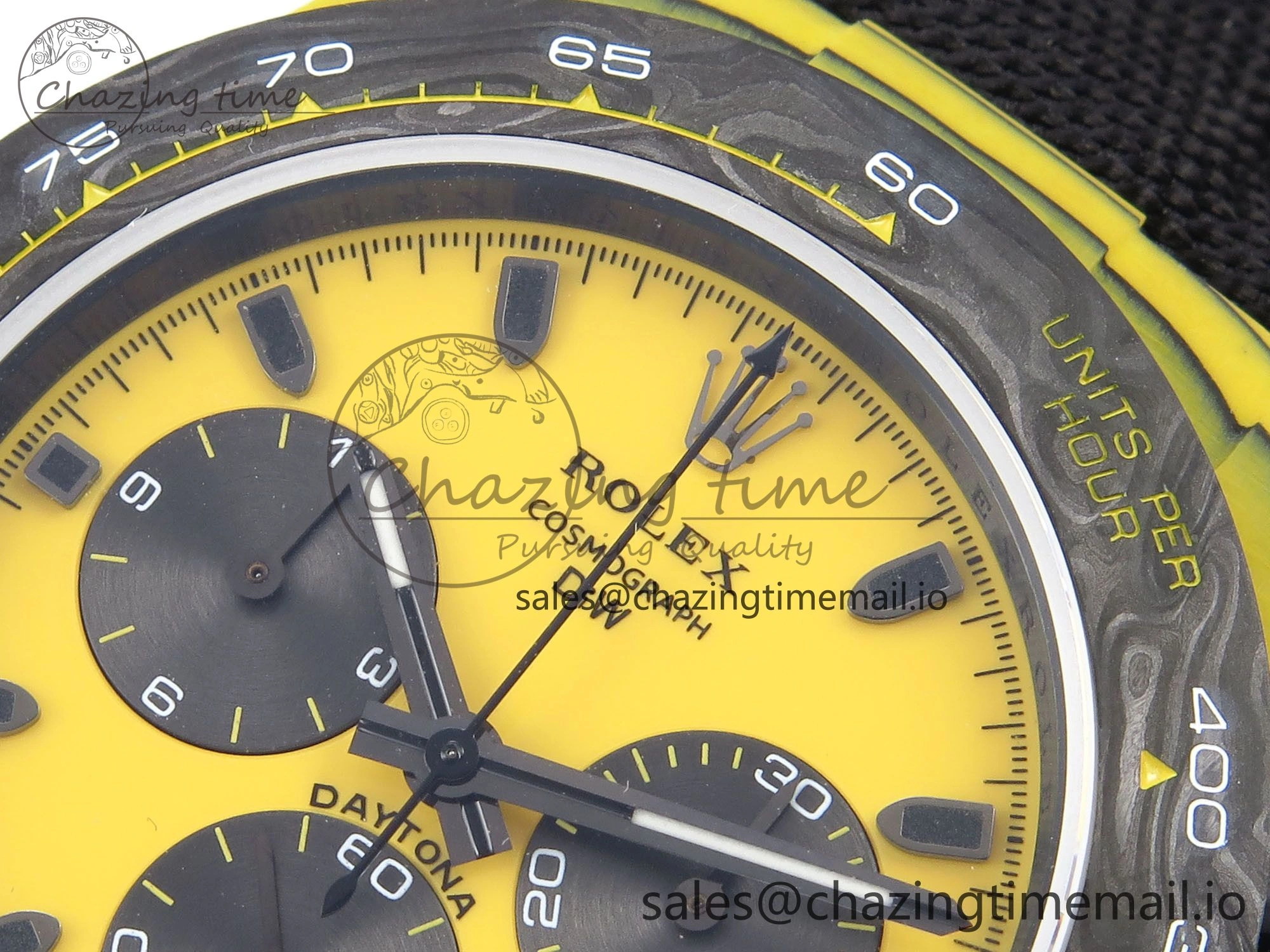 Daytona DIW Yellow Carbon N6F 1:1 Best Edition Yellow Black Dial on Black Nylon Strap SA4130 V Sustainable 1191