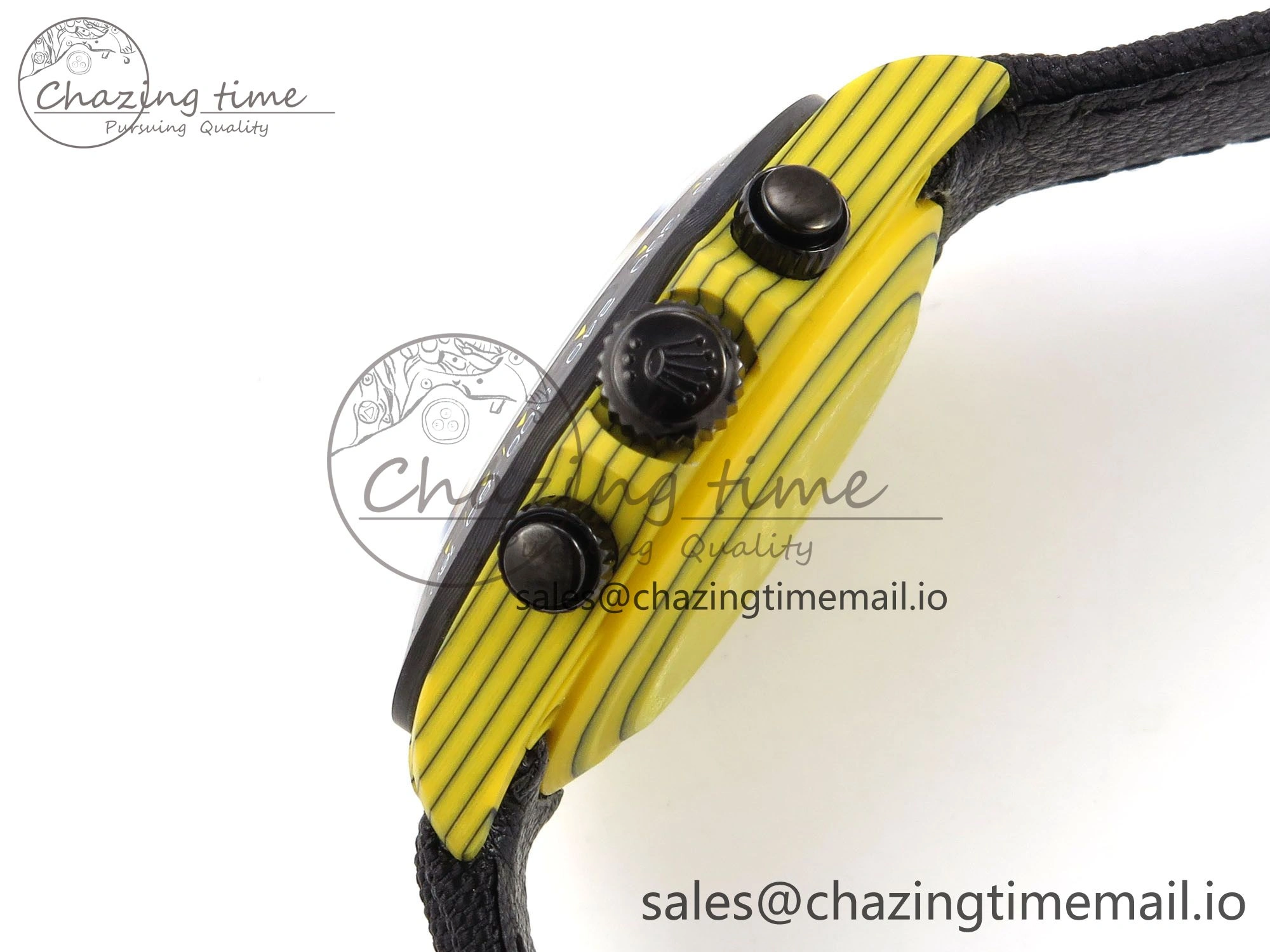 Daytona DIW Yellow Carbon N6F 1:1 Best Edition Yellow Black Dial on Black Nylon Strap SA4130 V Sustainable 1191