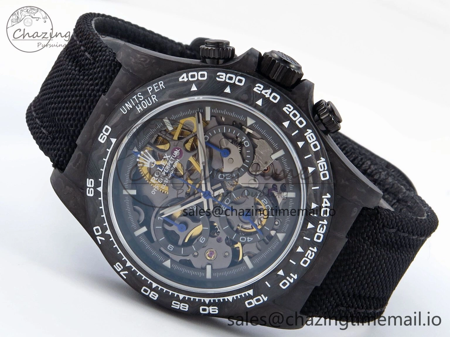 TopPick Daytona Diw 40mm N6F 1:1 Best Edition Gray Skeleton Dial Black Nylon Strap DD 894