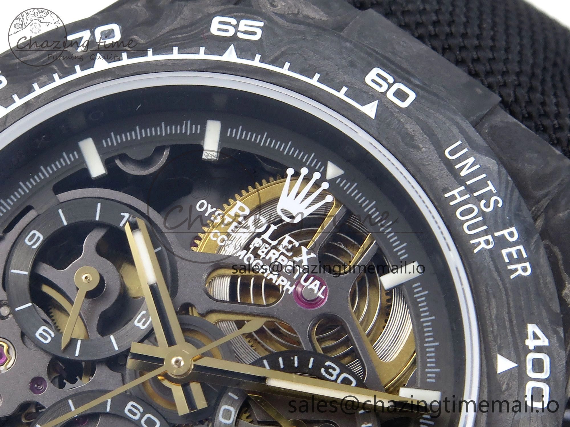 Daytona Diw 40mm N6F 1:1 Best Edition Gray Skeleton Dial Black Nylon Strap DD Sleek 892