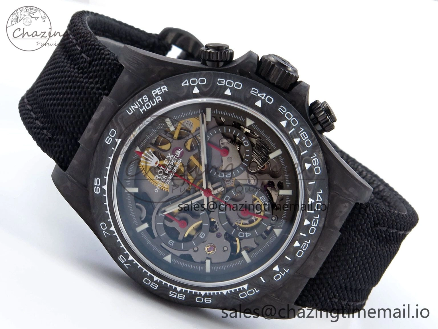 Daytona Diw 40mm N6F 1:1 Best Edition Gray Skeleton Dial Black Nylon Strap DD Unisex 893