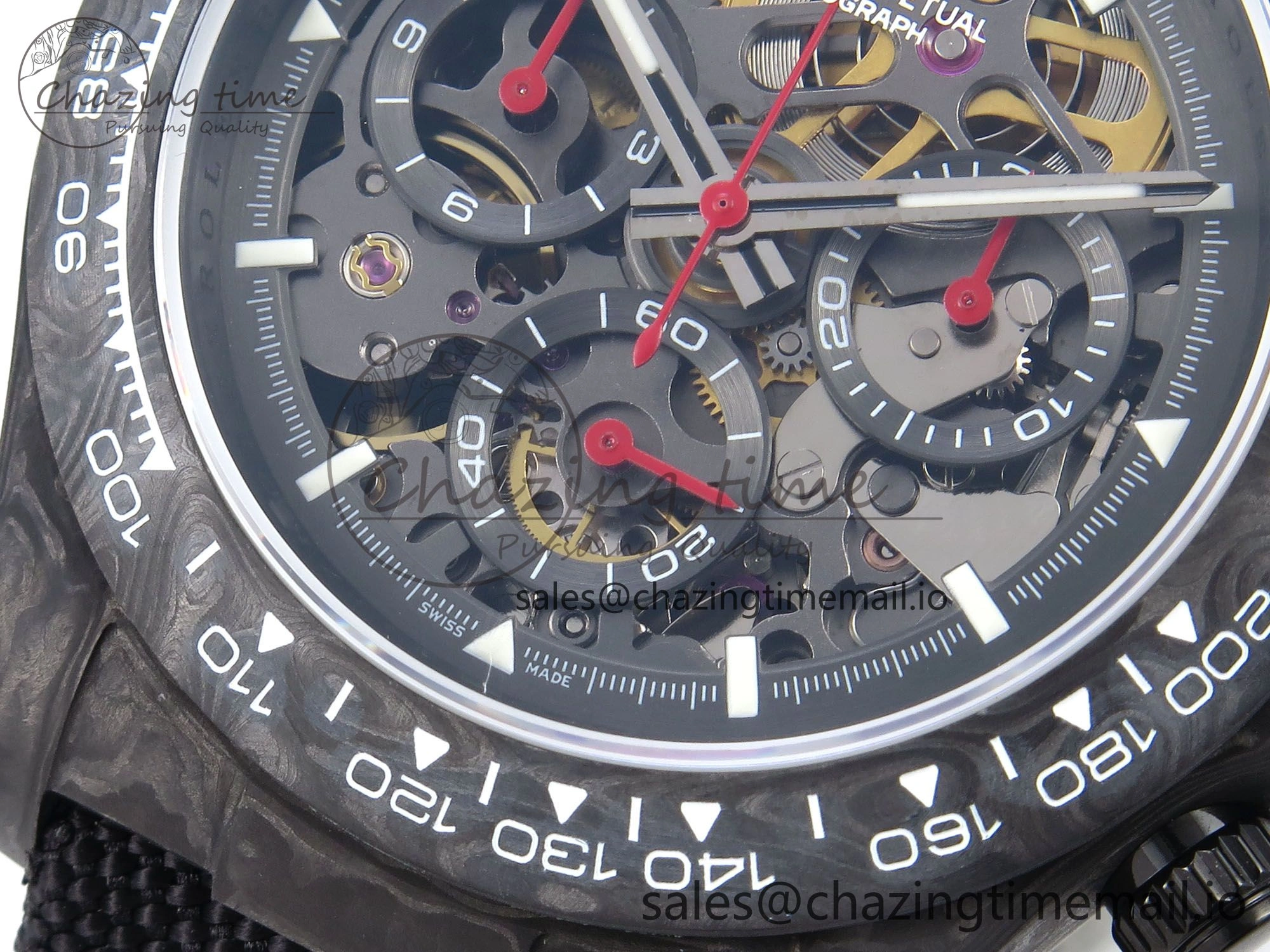 Daytona Diw 40mm N6F 1:1 Best Edition Gray Skeleton Dial Black Nylon Strap DD Unisex 893