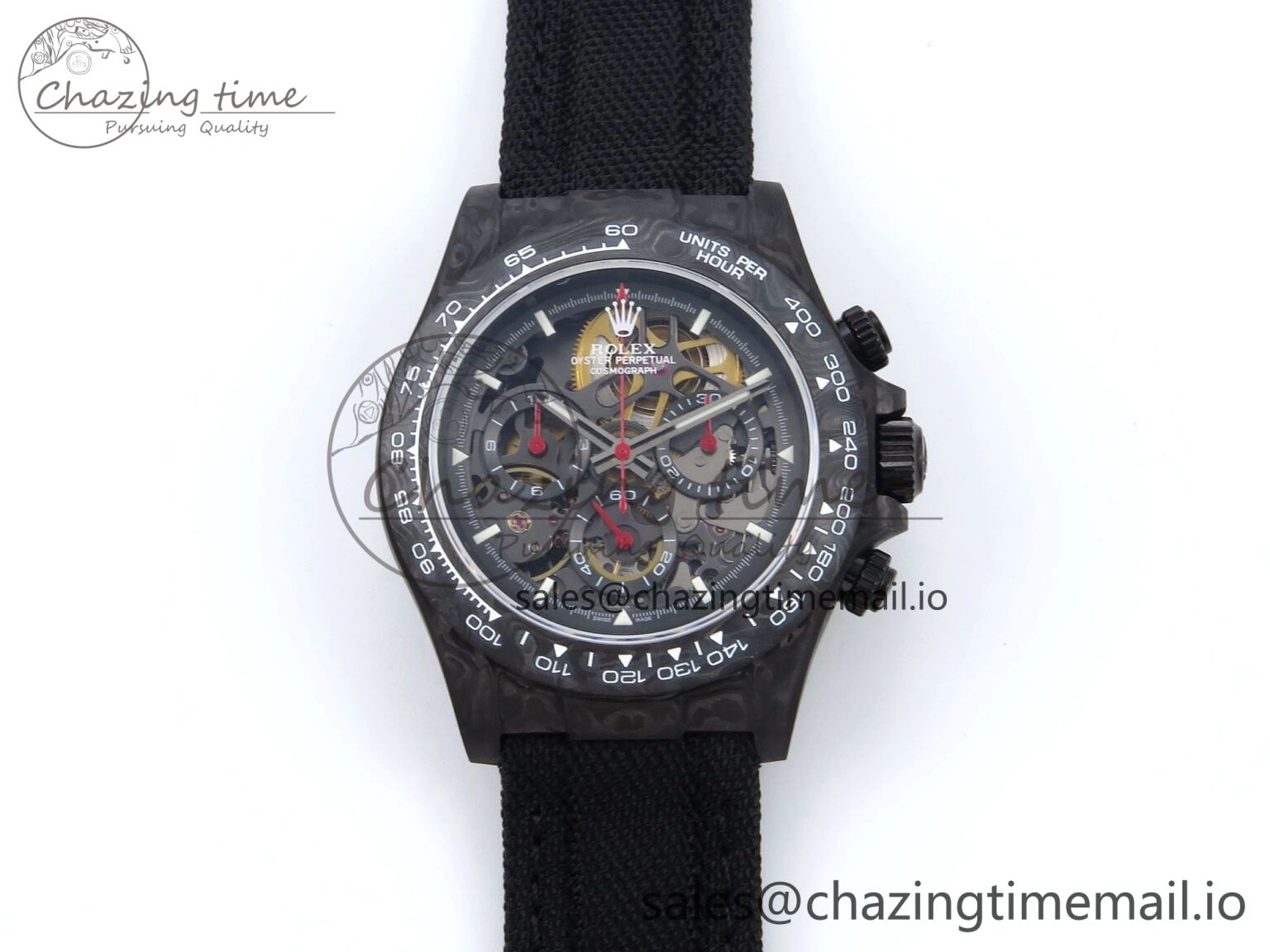 Daytona Diw 40mm N6F 1:1 Best Edition Gray Skeleton Dial Black Nylon Strap DD Unisex 893