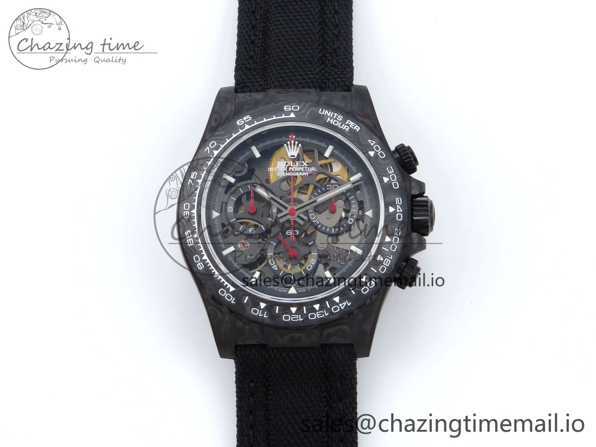 Daytona Diw 40mm N6F 1:1 Best Edition Gray Skeleton Dial Black Nylon Strap DD Unisex 893