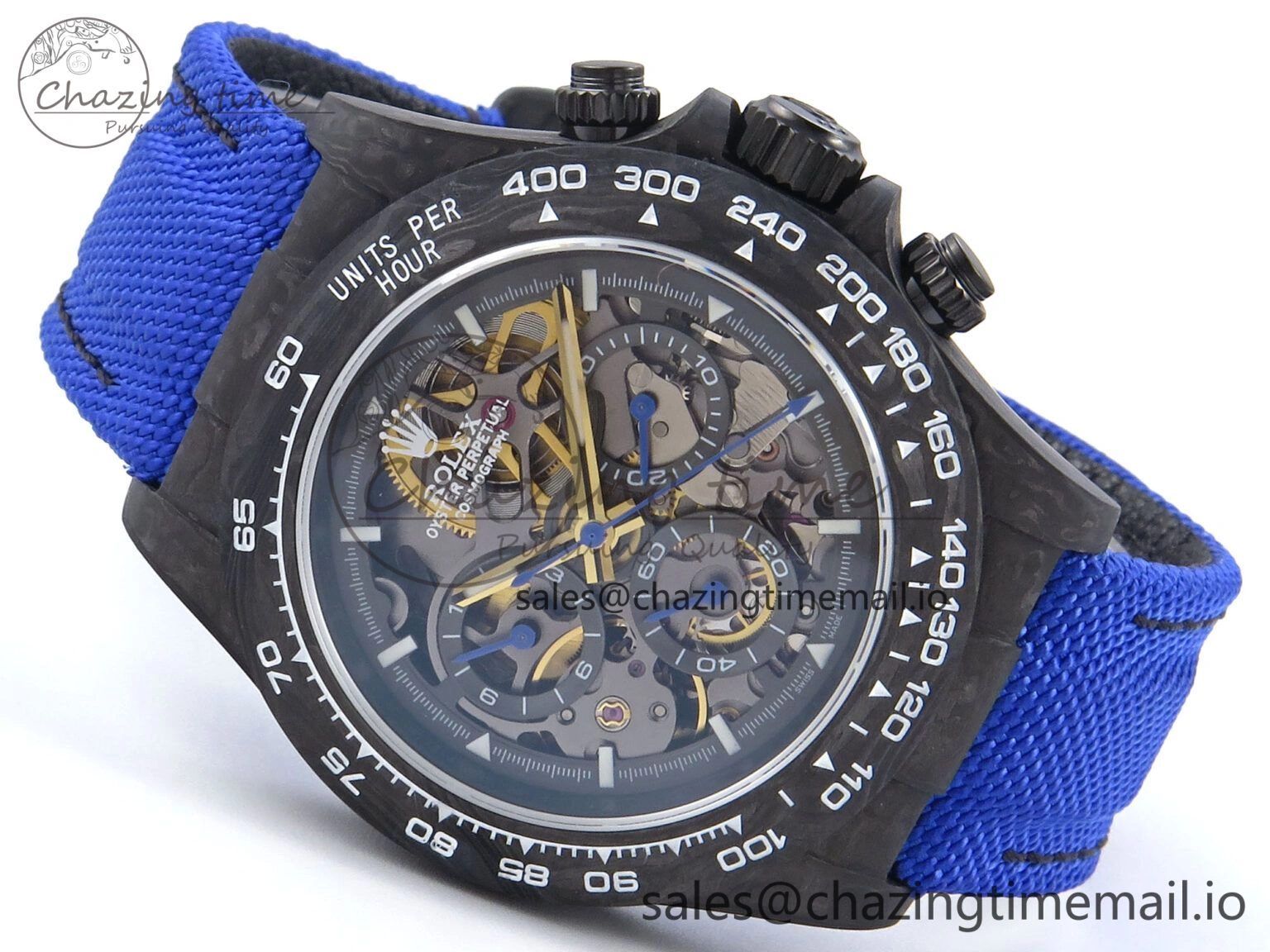 Snug Daytona Diw 40mm N6F 1:1 Best Edition Gray Skeleton Dial Blue Nylon Strap DD 899