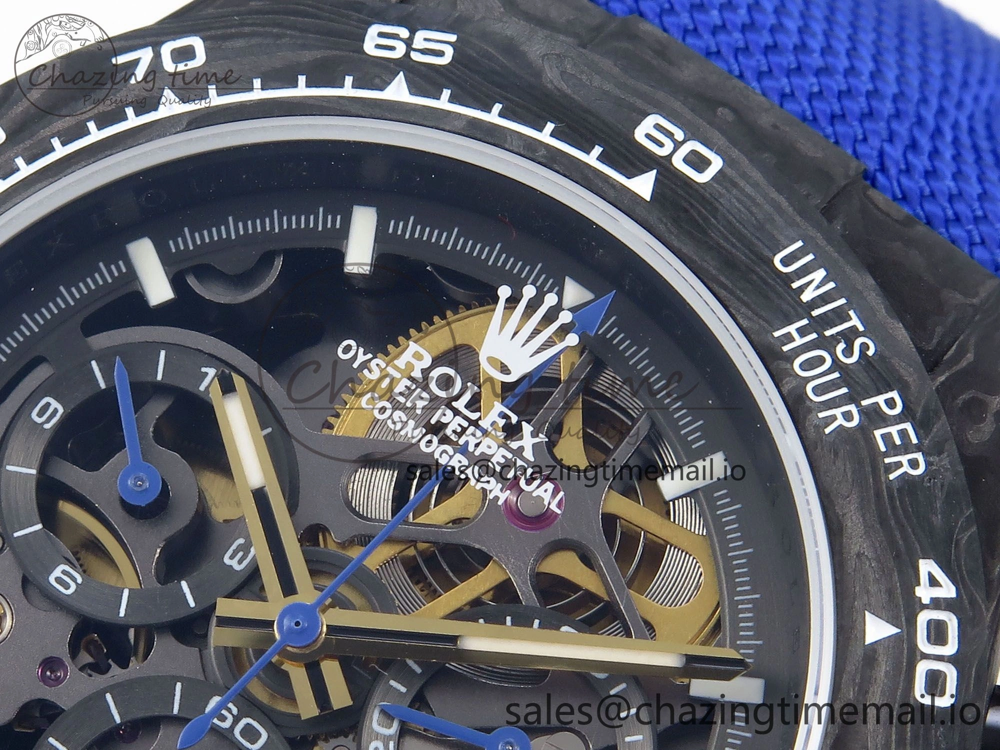 Snug Daytona Diw 40mm N6F 1:1 Best Edition Gray Skeleton Dial Blue Nylon Strap DD 899