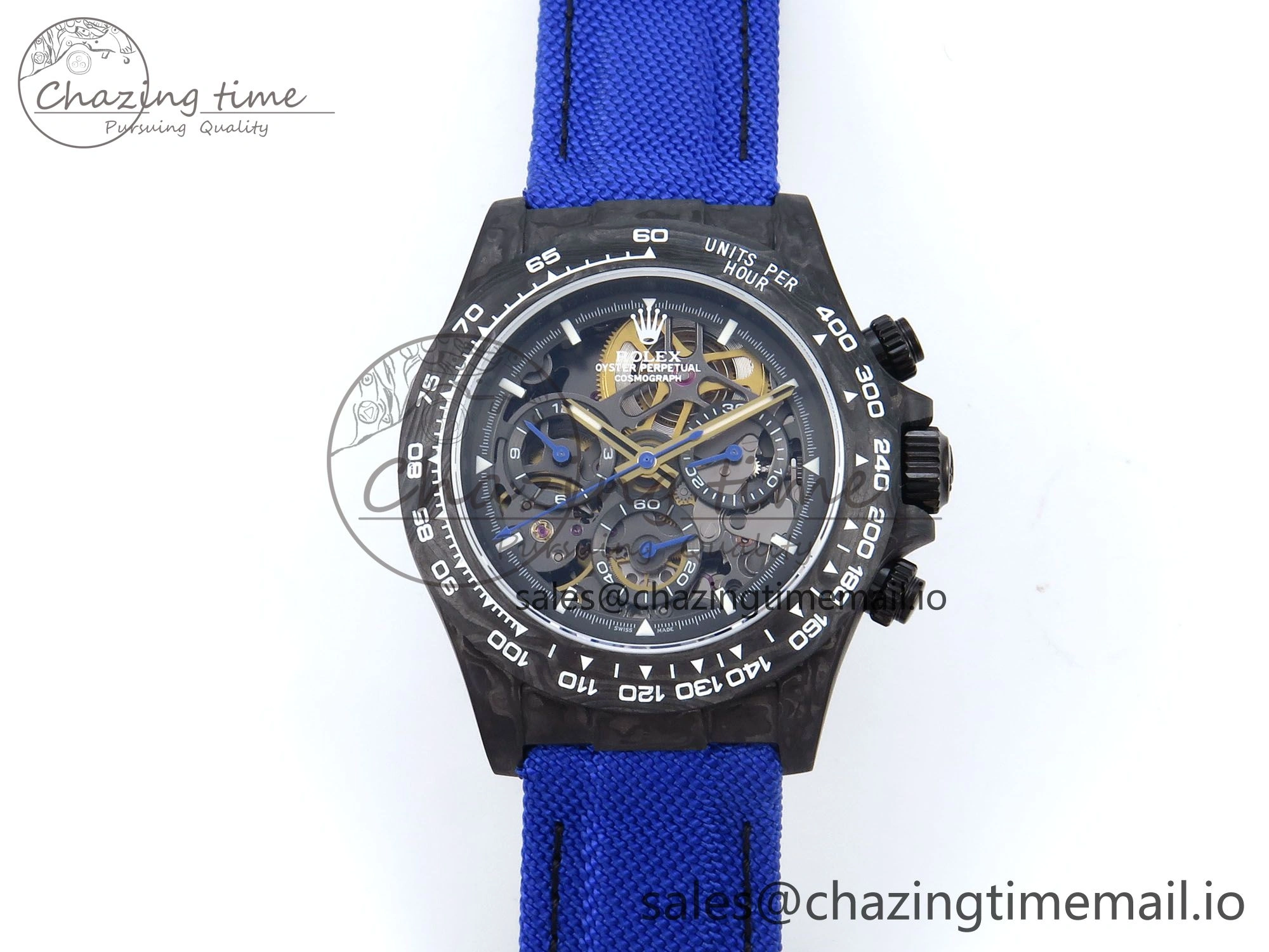 Snug Daytona Diw 40mm N6F 1:1 Best Edition Gray Skeleton Dial Blue Nylon Strap DD 899