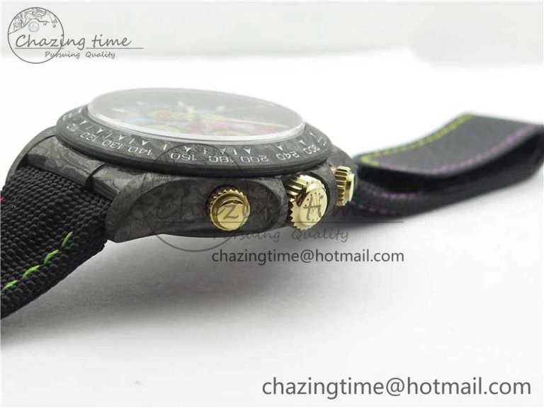 Daytona Diw Carbon WWF Best Edition Black Pink Dial On Nylon Strap A7750 V Thermal 2890