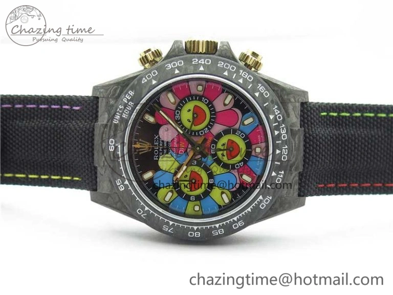 Daytona Diw Carbon WWF Best Edition Black Pink Dial On Nylon Strap A7750 V Thermal 2890
