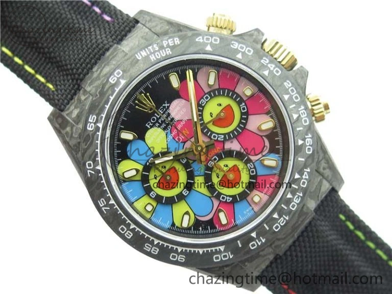 Daytona Diw Carbon WWF Best Edition Black Pink Dial On Nylon Strap A7750 V Thermal 2890