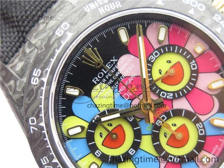 Daytona Diw Carbon WWF Best Edition Black Pink Dial On Nylon Strap A7750 V Thermal 2890