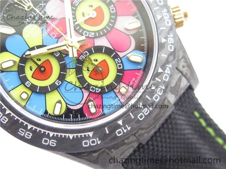 Daytona Diw Carbon WWF Best Edition Black Pink Dial On Nylon Strap A7750 V Thermal 2890