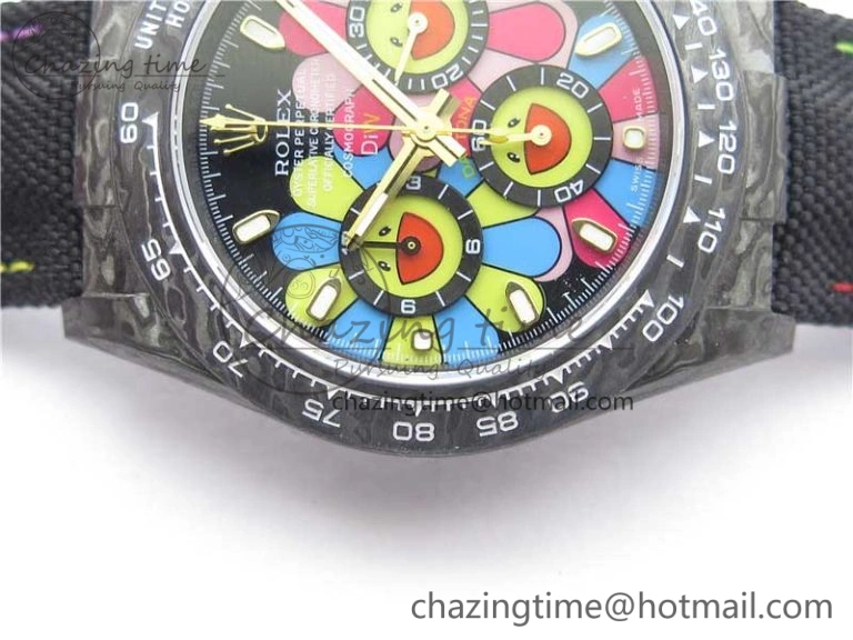 Daytona Diw Carbon WWF Best Edition Black Pink Dial On Nylon Strap A7750 V Thermal 2890