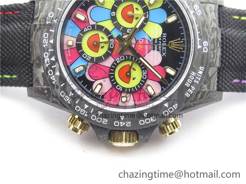 Daytona Diw Carbon WWF Best Edition Black Pink Dial On Nylon Strap A7750 V Thermal 2890