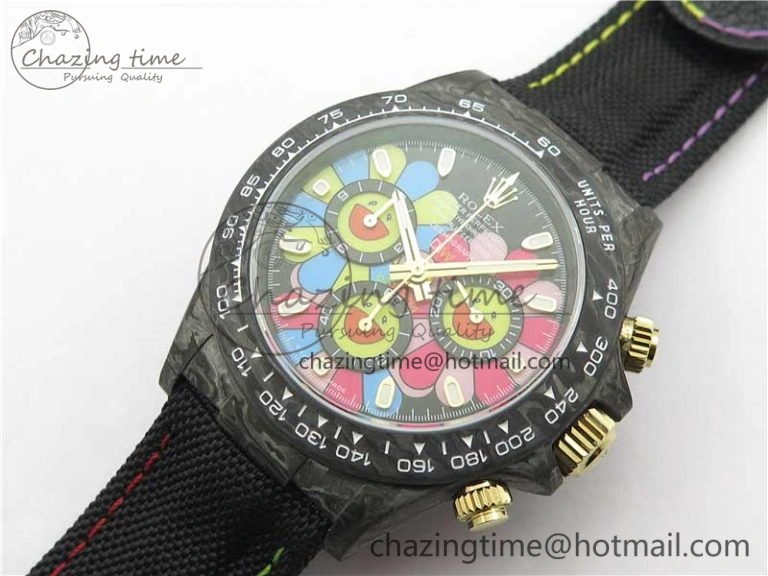 Daytona Diw Carbon WWF Best Edition Black Pink Dial On Nylon Strap A7750 V Thermal 2890