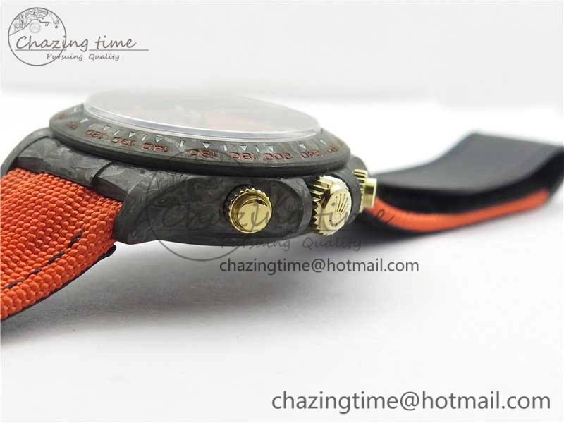Daytona Diw Carbon WWF Best Edition Orange Dial On Orange Nylon Strap A7750 V Soft 2889