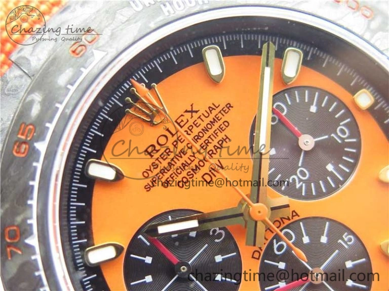 Daytona Diw Carbon WWF Best Edition Orange Dial On Orange Nylon Strap A7750 V Soft 2889
