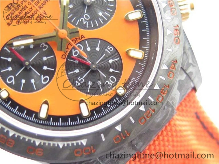 Daytona Diw Carbon WWF Best Edition Orange Dial On Orange Nylon Strap A7750 V Soft 2889