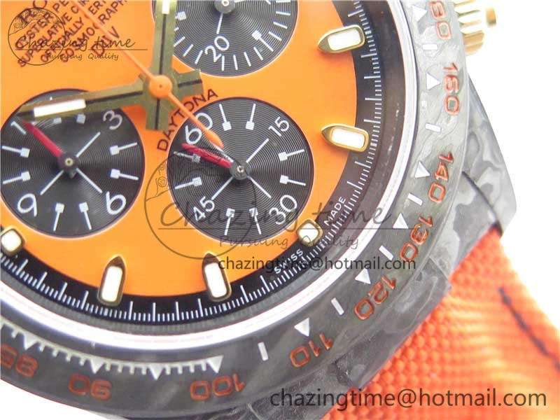 Daytona Diw Carbon WWF Best Edition Orange Dial On Orange Nylon Strap A7750 V Soft 2889