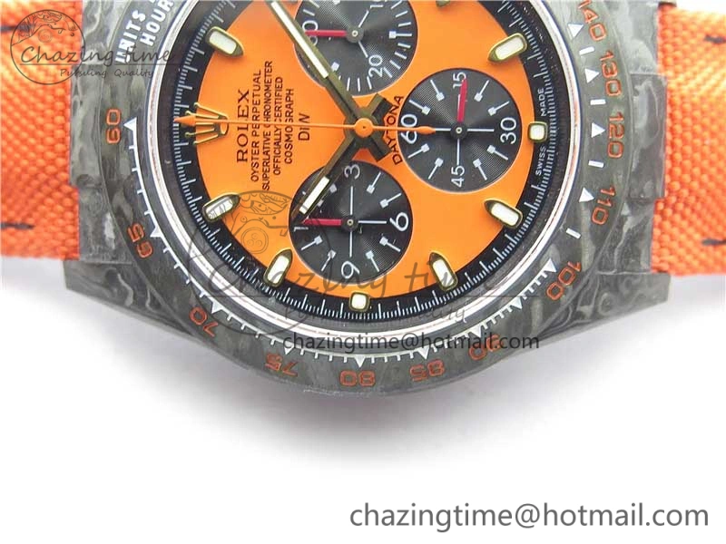 Daytona Diw Carbon WWF Best Edition Orange Dial On Orange Nylon Strap A7750 V Soft 2889