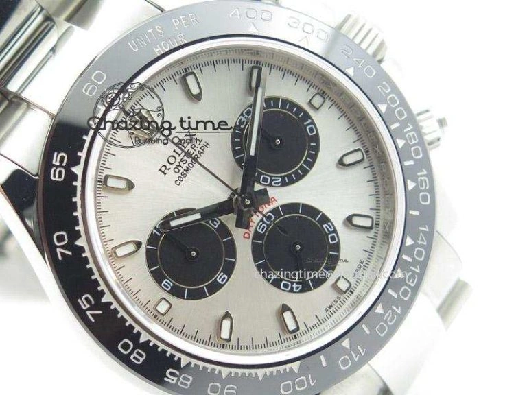 Effortless Daytona JF 1:1 Best Edition Black Ceramic Bezel Silver Dial On SS Bracelet A 4021