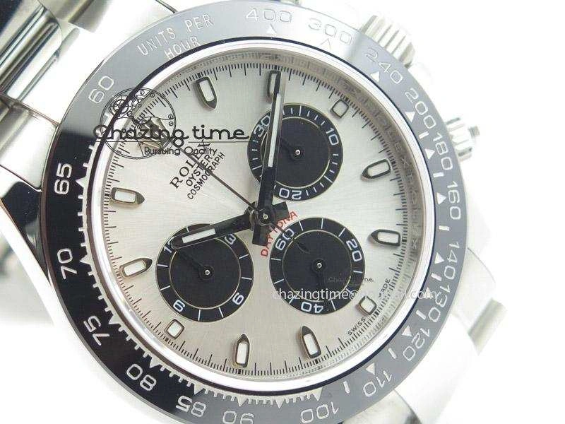 Effortless Daytona JF 1:1 Best Edition Black Ceramic Bezel Silver Dial On SS Bracelet A 4021