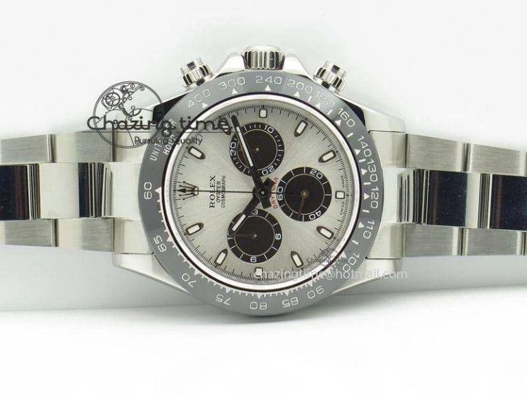 Effortless Daytona JF 1:1 Best Edition Black Ceramic Bezel Silver Dial On SS Bracelet A 4021