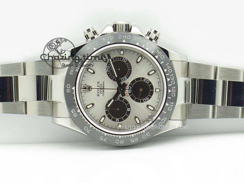 Effortless Daytona JF 1:1 Best Edition Black Ceramic Bezel Silver Dial On SS Bracelet A 4021