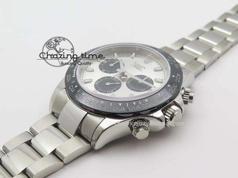 Effortless Daytona JF 1:1 Best Edition Black Ceramic Bezel Silver Dial On SS Bracelet A 4021