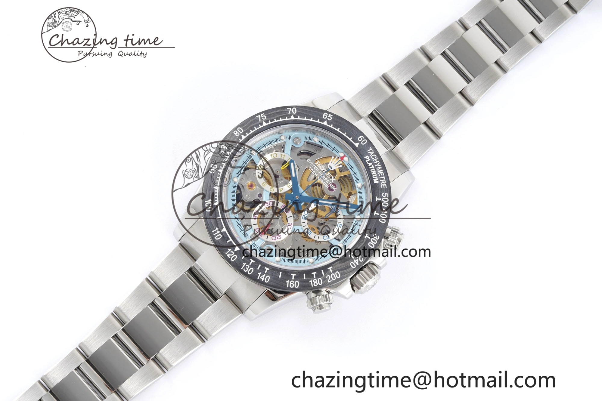 WaterResistant Daytona Montoya SONIC Best Edition Carbon Bezel Skeleton Dial on SS Oyster Bracelet SA 2024