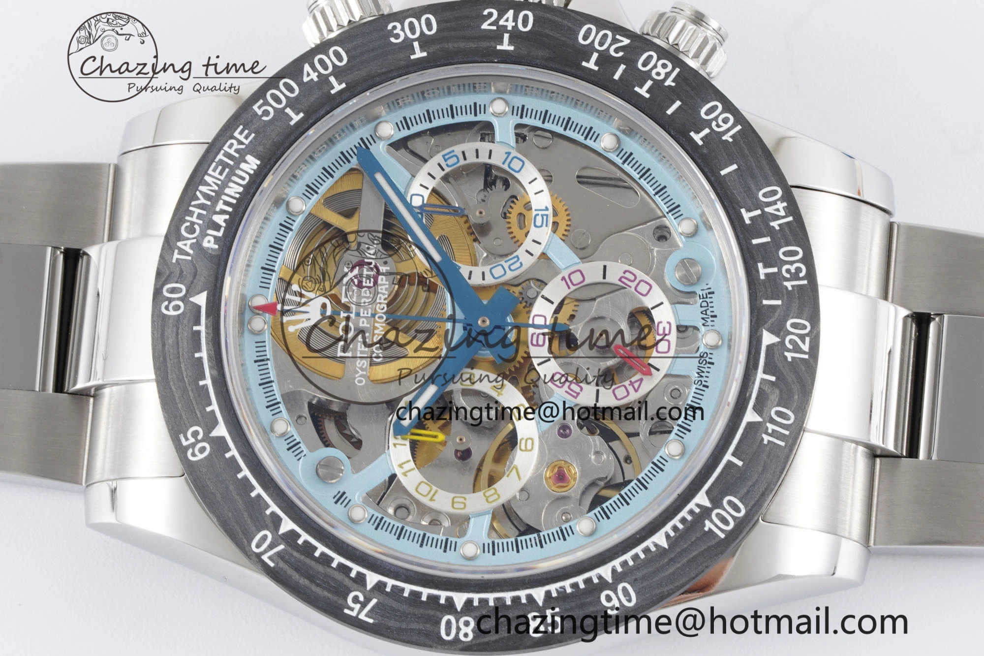 WaterResistant Daytona Montoya SONIC Best Edition Carbon Bezel Skeleton Dial on SS Oyster Bracelet SA 2024