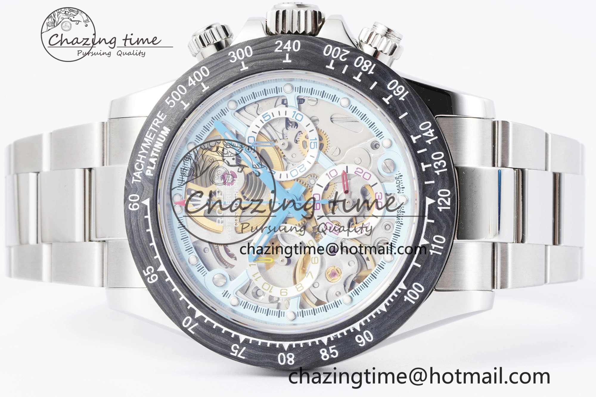 WaterResistant Daytona Montoya SONIC Best Edition Carbon Bezel Skeleton Dial on SS Oyster Bracelet SA 2024