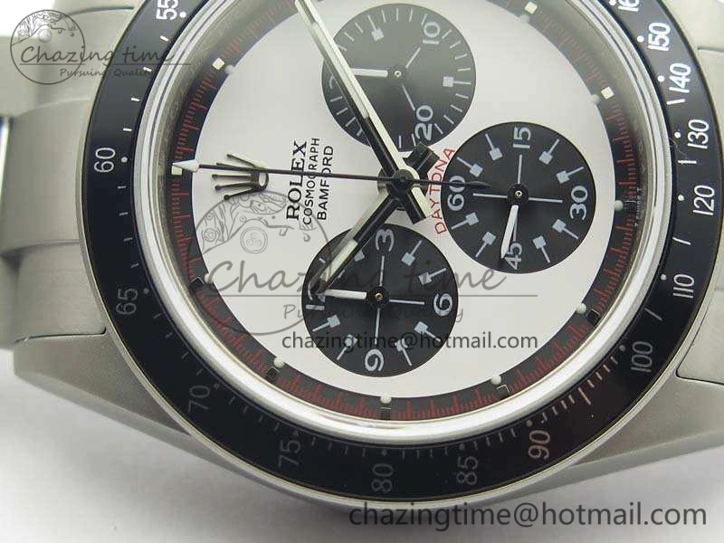 Daytona Newman Sandblasted SS White Black Dial On SS Bracelet A Minimalist 3522