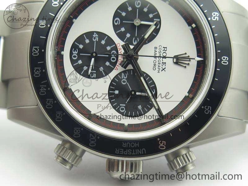 Daytona Newman Sandblasted SS White Black Dial On SS Bracelet A Minimalist 3522