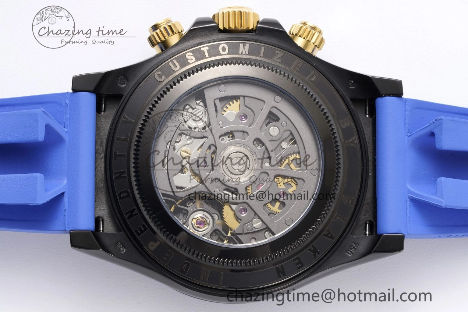 Soft Daytona PVD Carbon Bezel GETF Best Edition Skeleton Blue Dial on Blue Rubber Strap SA 1940