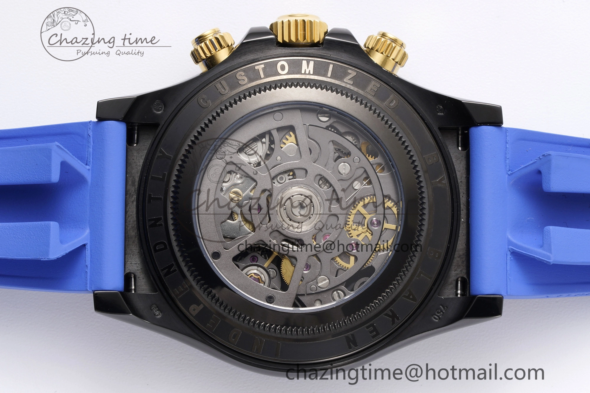 Soft Daytona PVD Carbon Bezel GETF Best Edition Skeleton Blue Dial on Blue Rubber Strap SA 1940