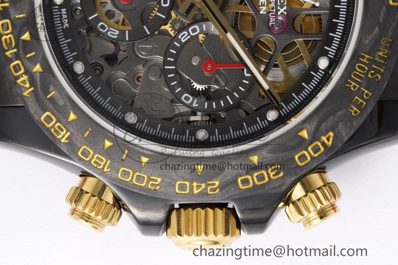 Modern Daytona PVD Carbon Bezel GETF Best Edition Skeleton Red Dial on Red Rubber Strap SA 1944