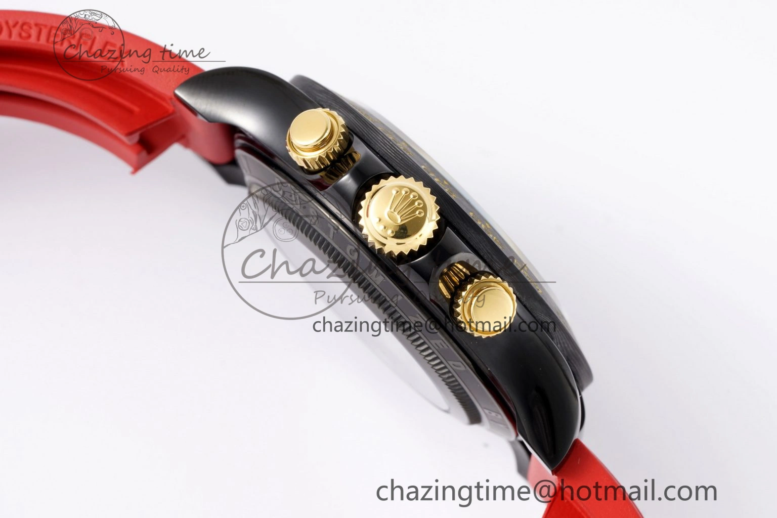 Modern Daytona PVD Carbon Bezel GETF Best Edition Skeleton Red Dial on Red Rubber Strap SA 1944